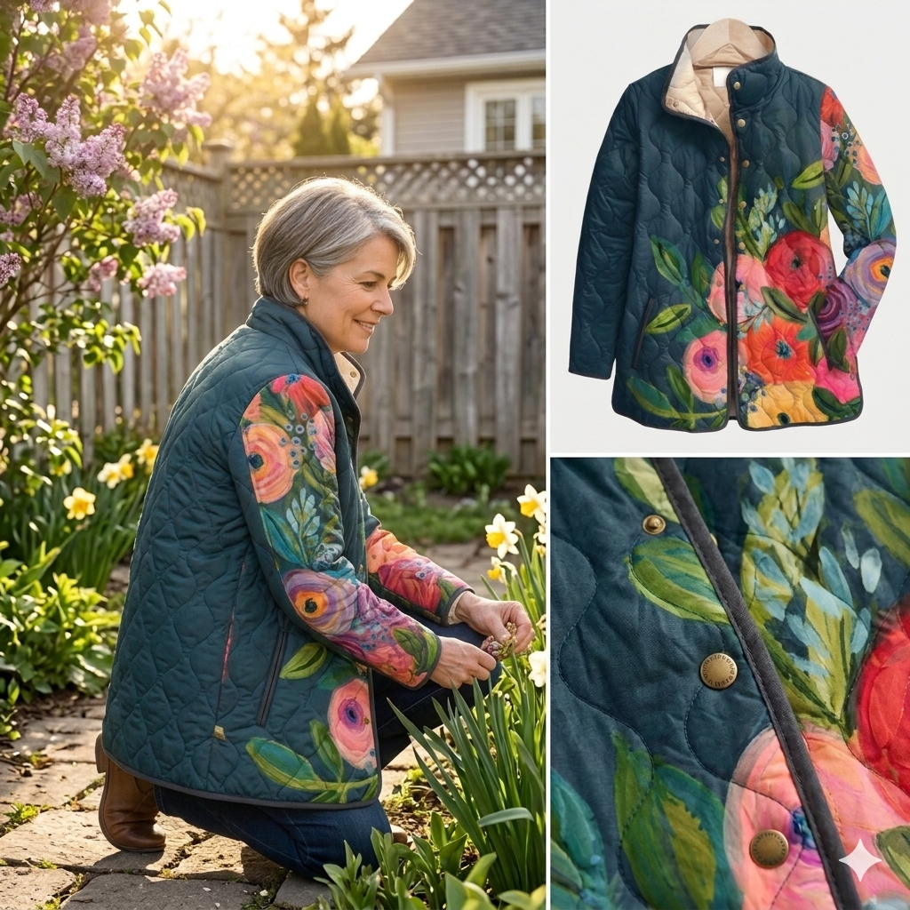 Amaya | Vintage Floral Print Quilted Jacket