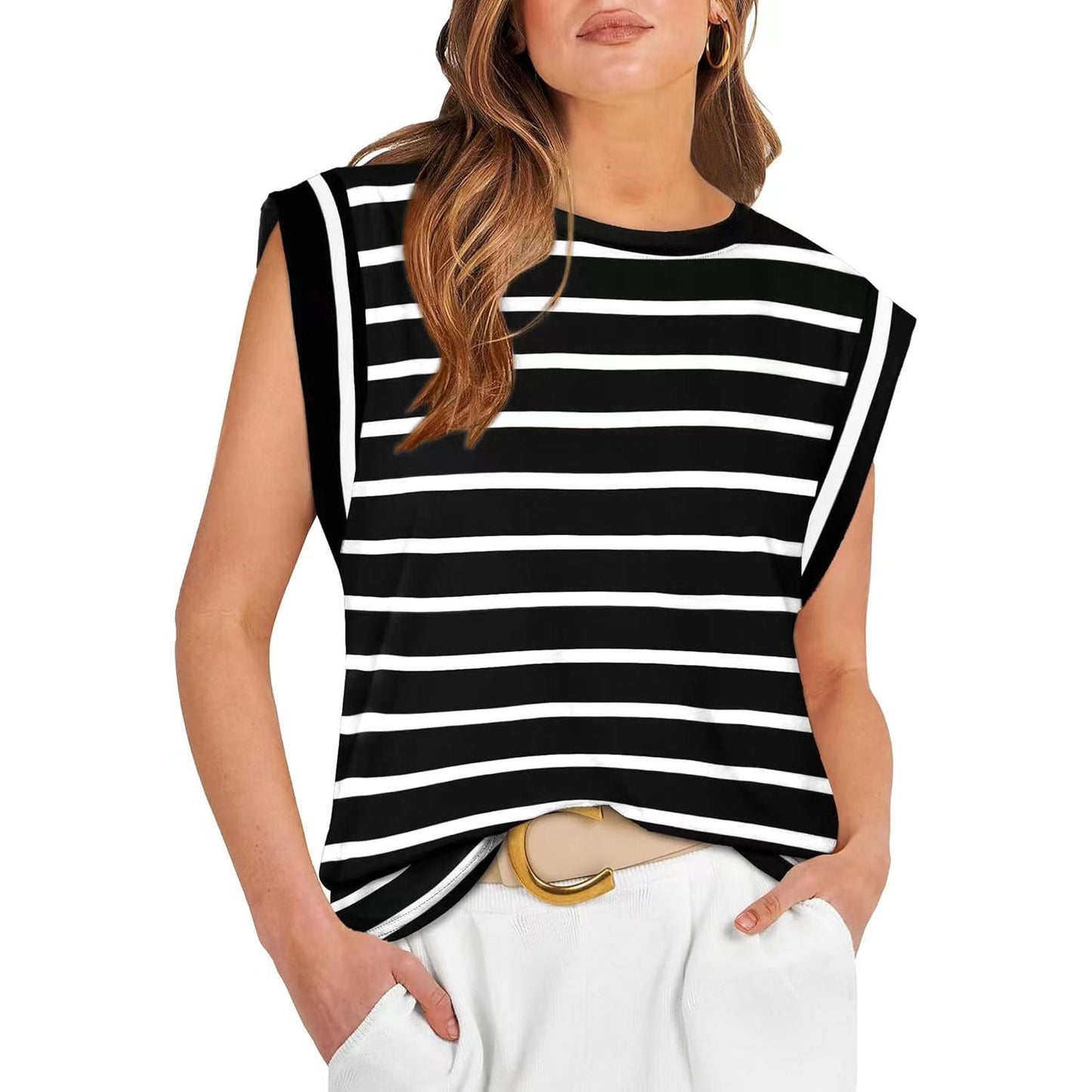 Linda – Comfy Loose Fit Crew Neck Summer Top
