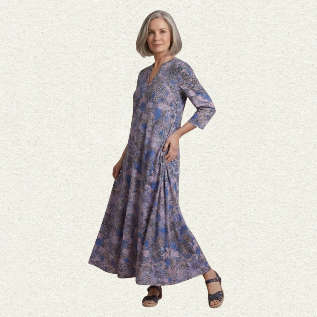 Harlow | Graceful V-Neck Elegance Midi Dress
