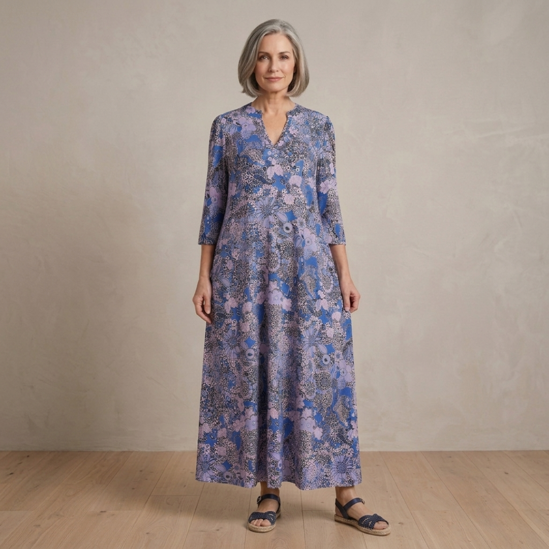 Harlow | Graceful V-Neck Elegance Midi Dress