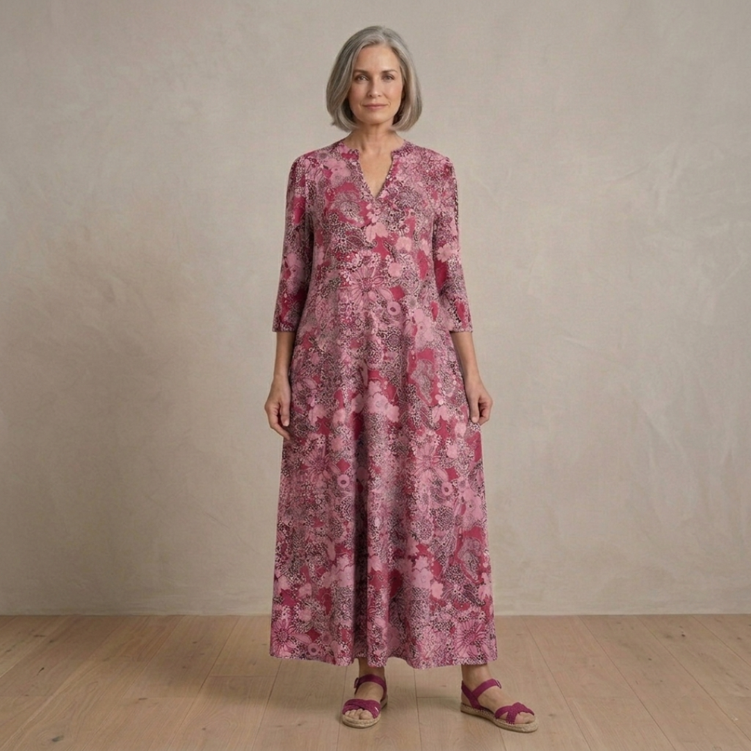 Harlow | Graceful V-Neck Elegance Midi Dress