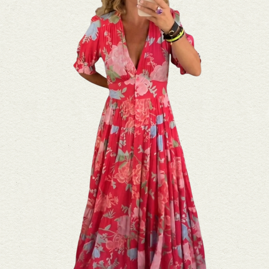 Minelda | Elegant Floral V-neck Dress
