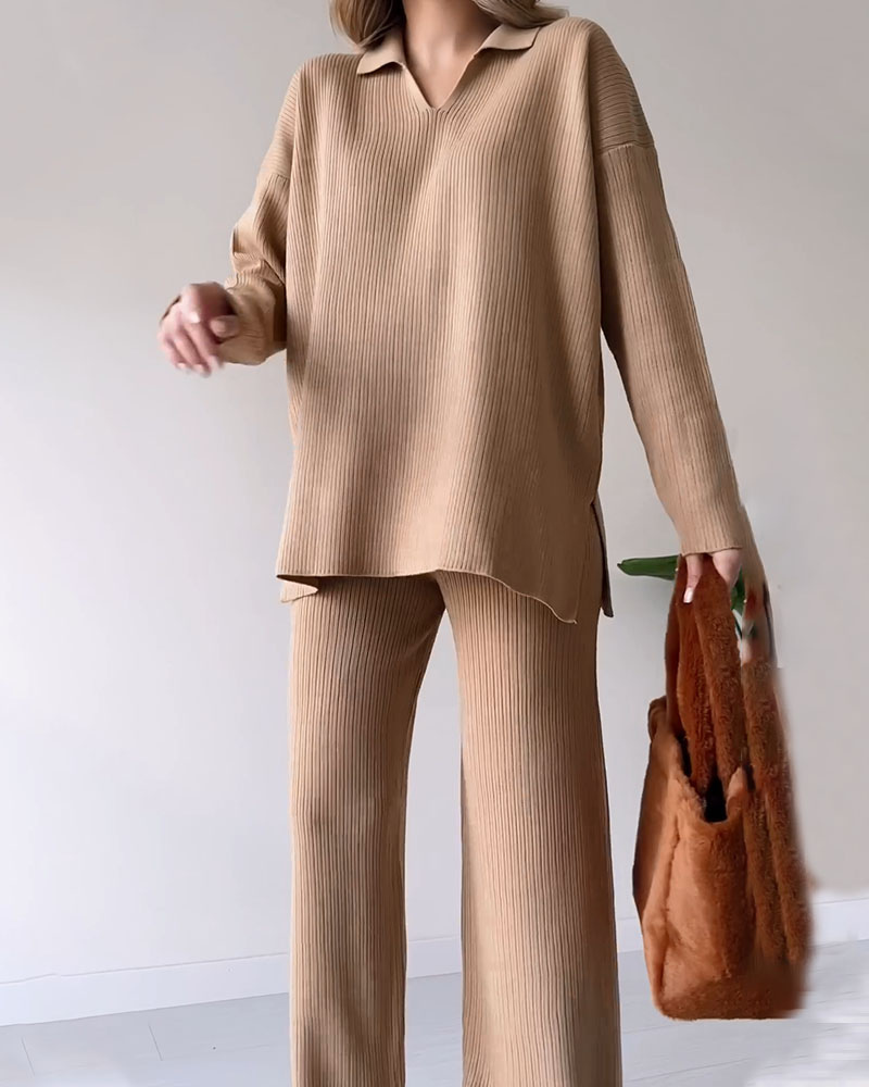 Casual knitted two-piece set