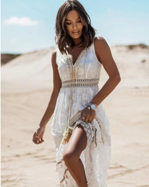 Lily – White Boho Maxi Dress