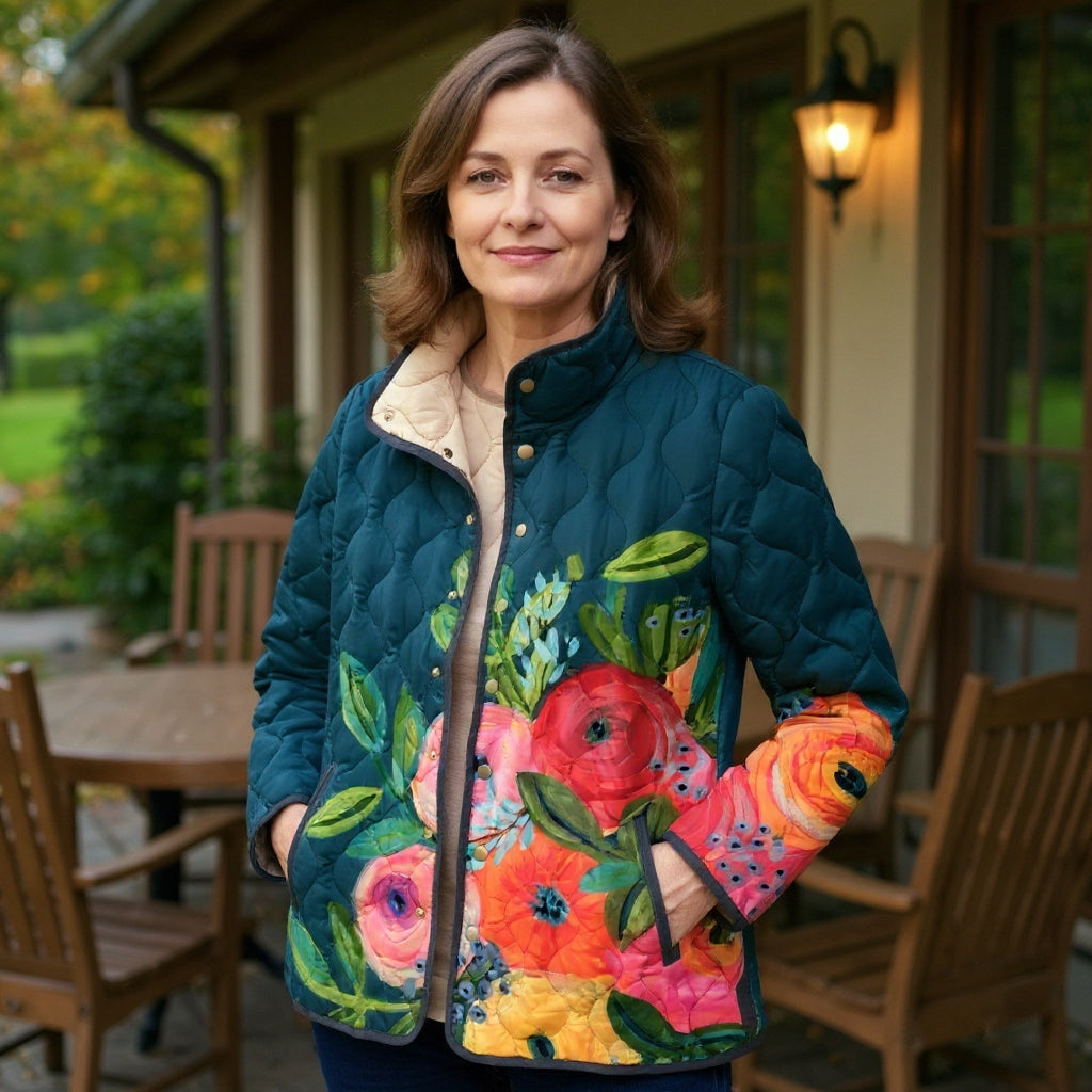 Amaya | Vintage Floral Print Quilted Jacket