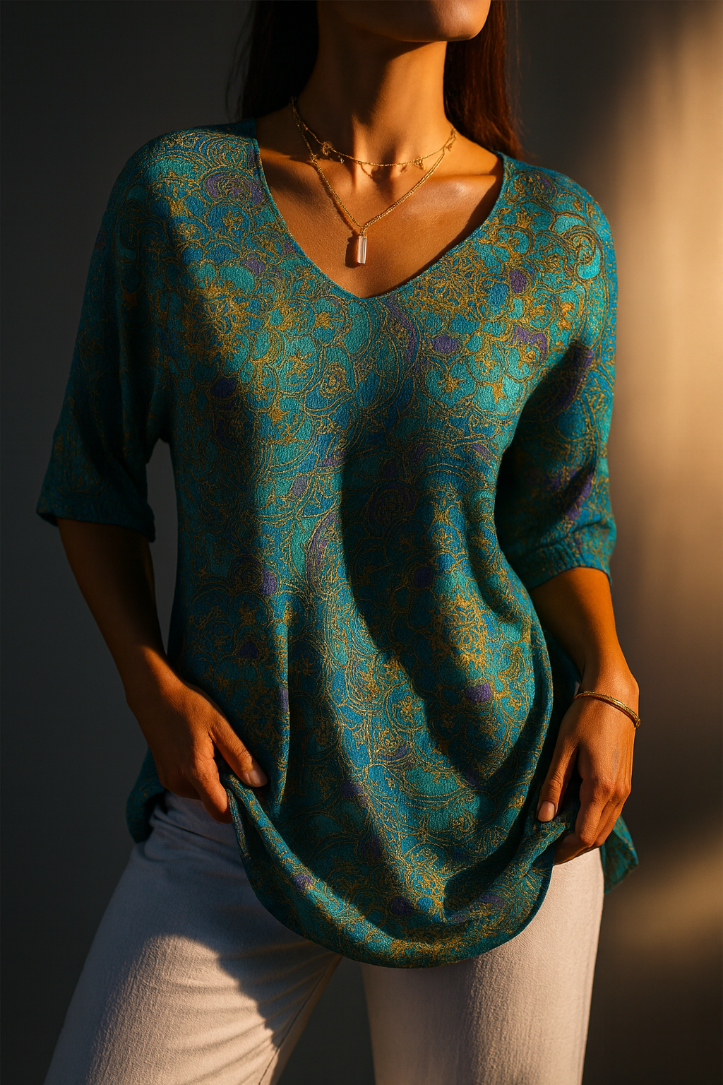 Jolie - Women's Retro Art Print Casual Pullover Knit