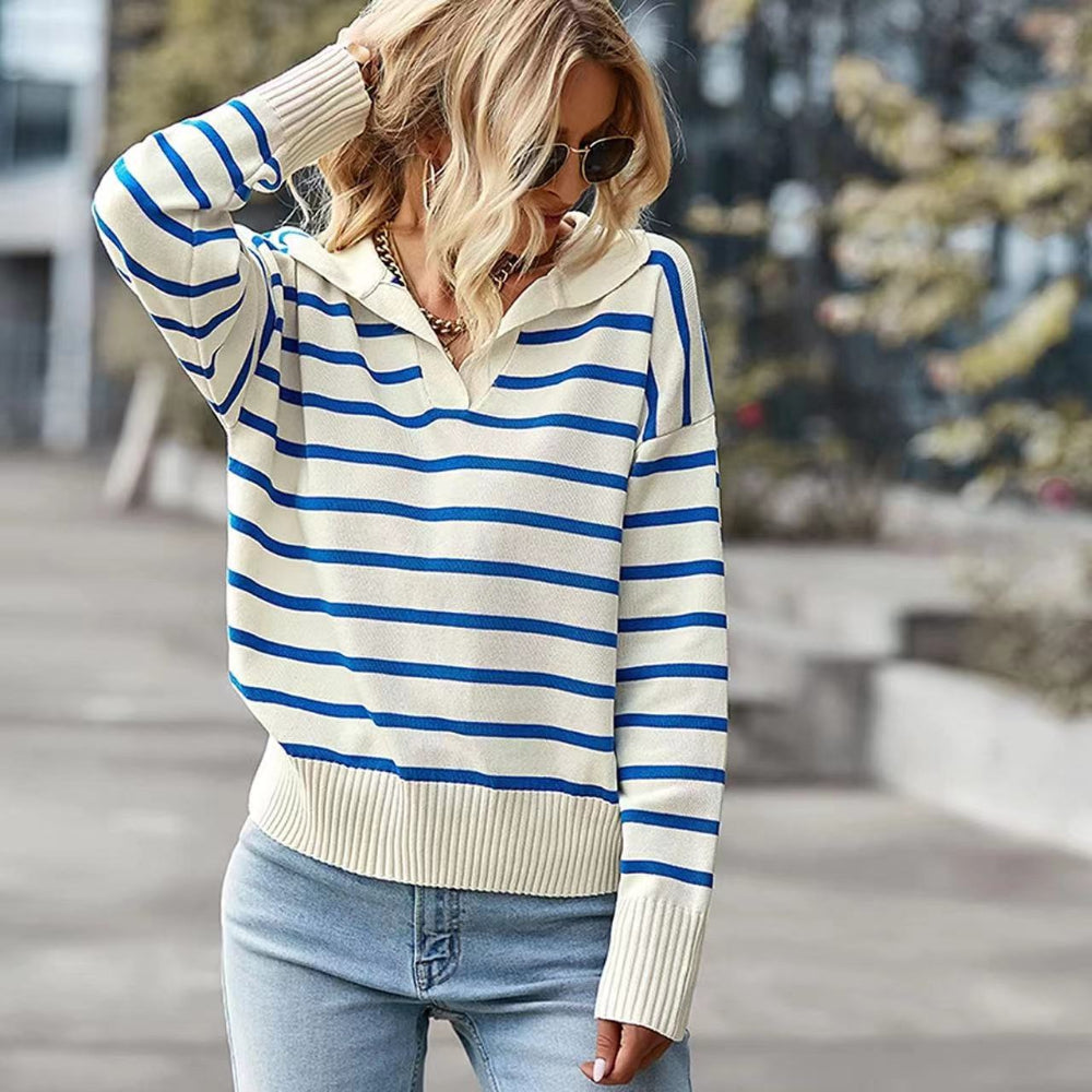 Mary - Casual Basic Long Sleeve V-Neck Top