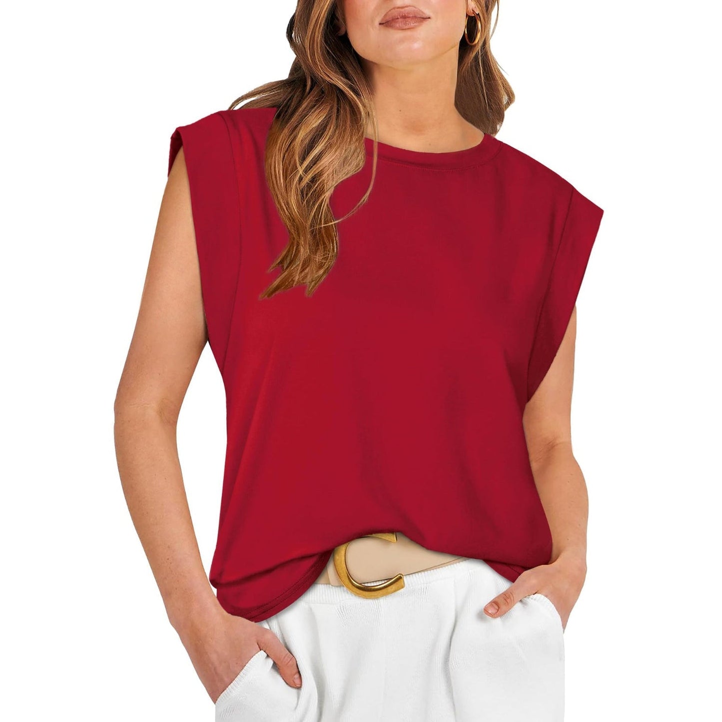 Linda –  Comfy Loose Fit Crew Neck Summer Top