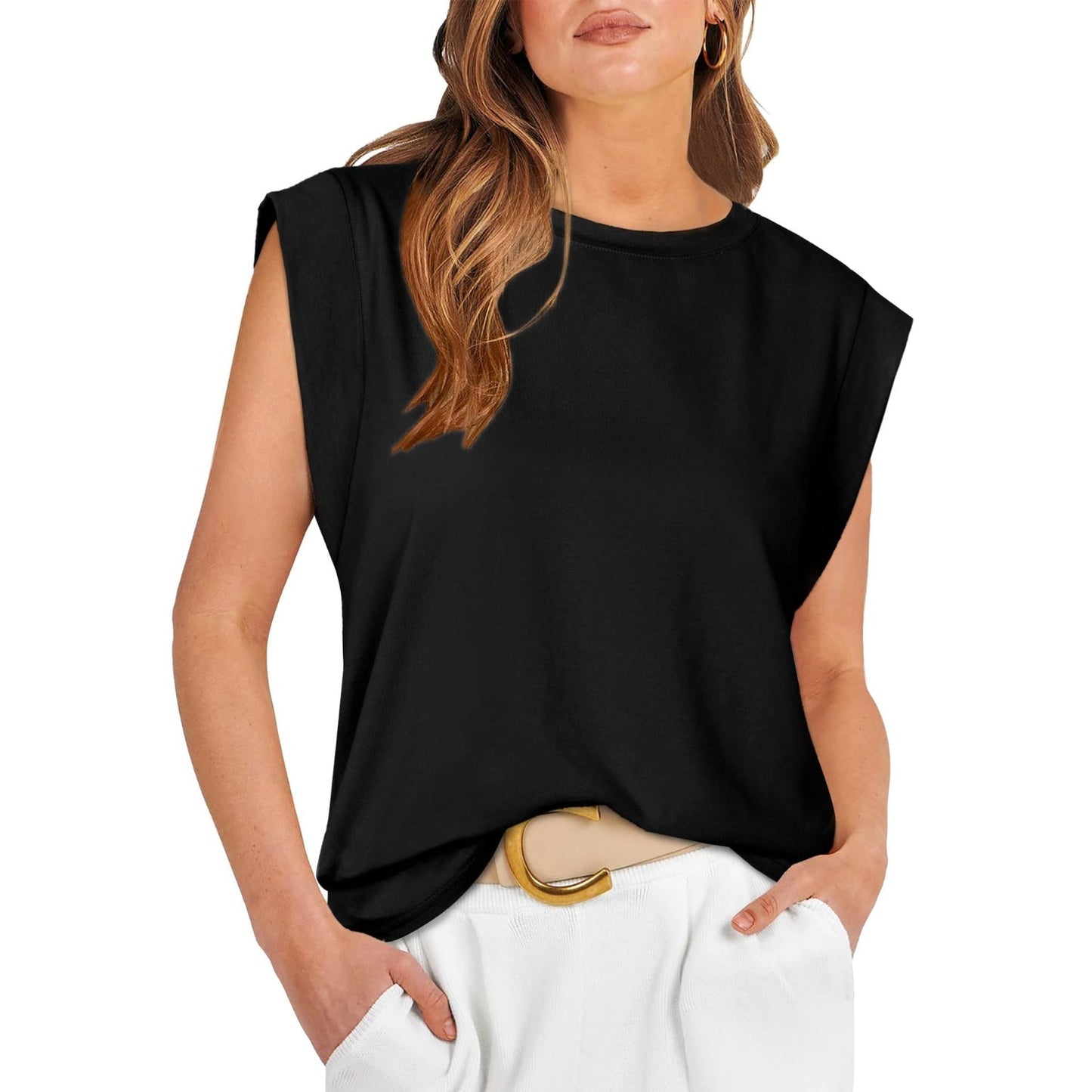 Linda –  Comfy Loose Fit Crew Neck Summer Top