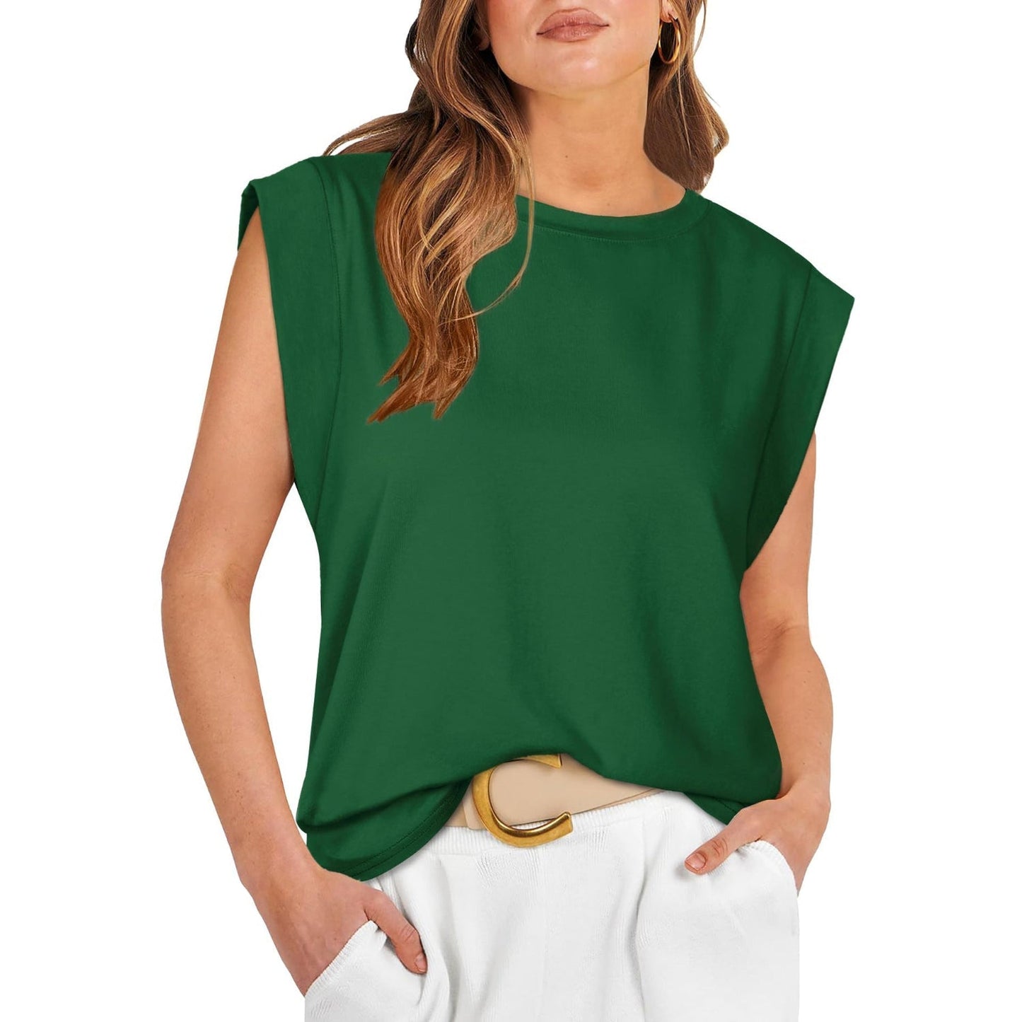 Linda –  Comfy Loose Fit Crew Neck Summer Top