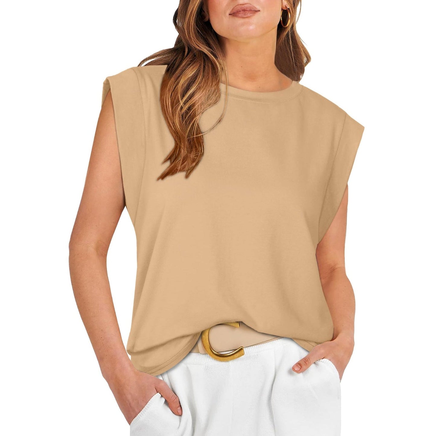 Linda –  Comfy Loose Fit Crew Neck Summer Top