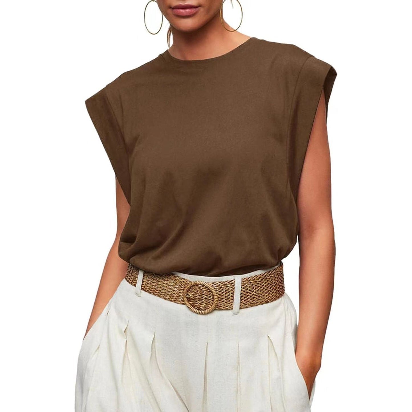 Linda –  Comfy Loose Fit Crew Neck Summer Top