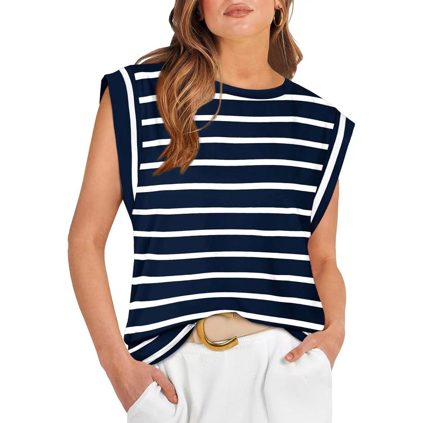Linda –  Comfy Loose Fit Crew Neck Summer Top