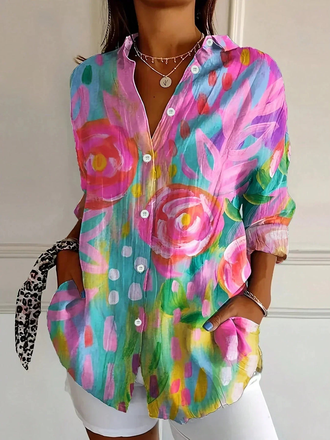 Shelly - Elegant Long Sleeve With Colorful Pattern Shirt
