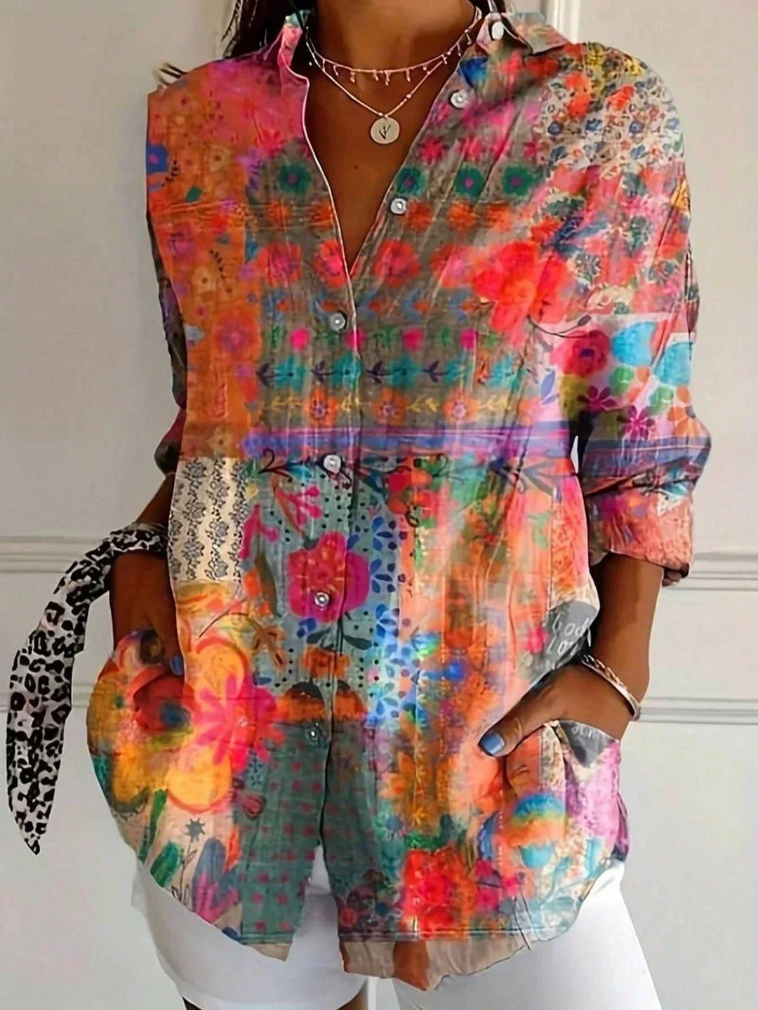 Shelly - Elegant Long Sleeve With Colorful Pattern Shirt