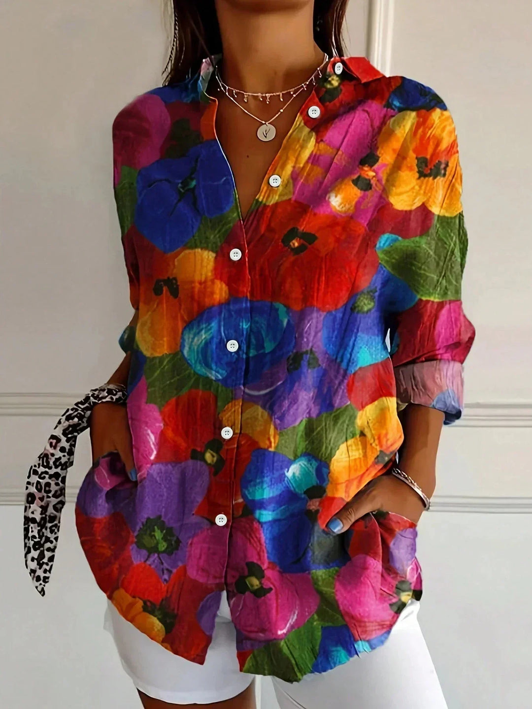 Shelly - Elegant Long Sleeve With Colorful Pattern Shirt