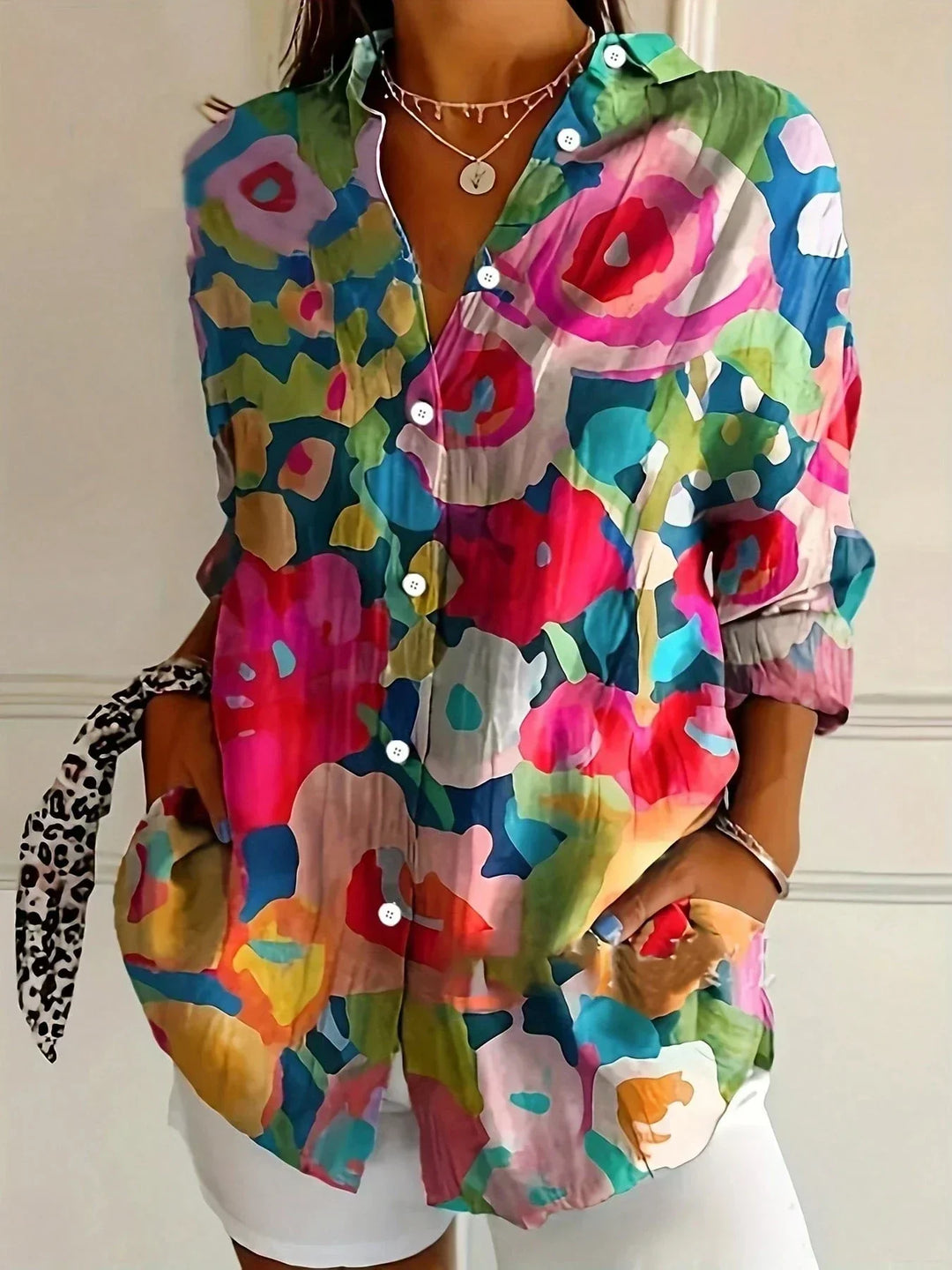 Shelly - Elegant Long Sleeve With Colorful Pattern Shirt