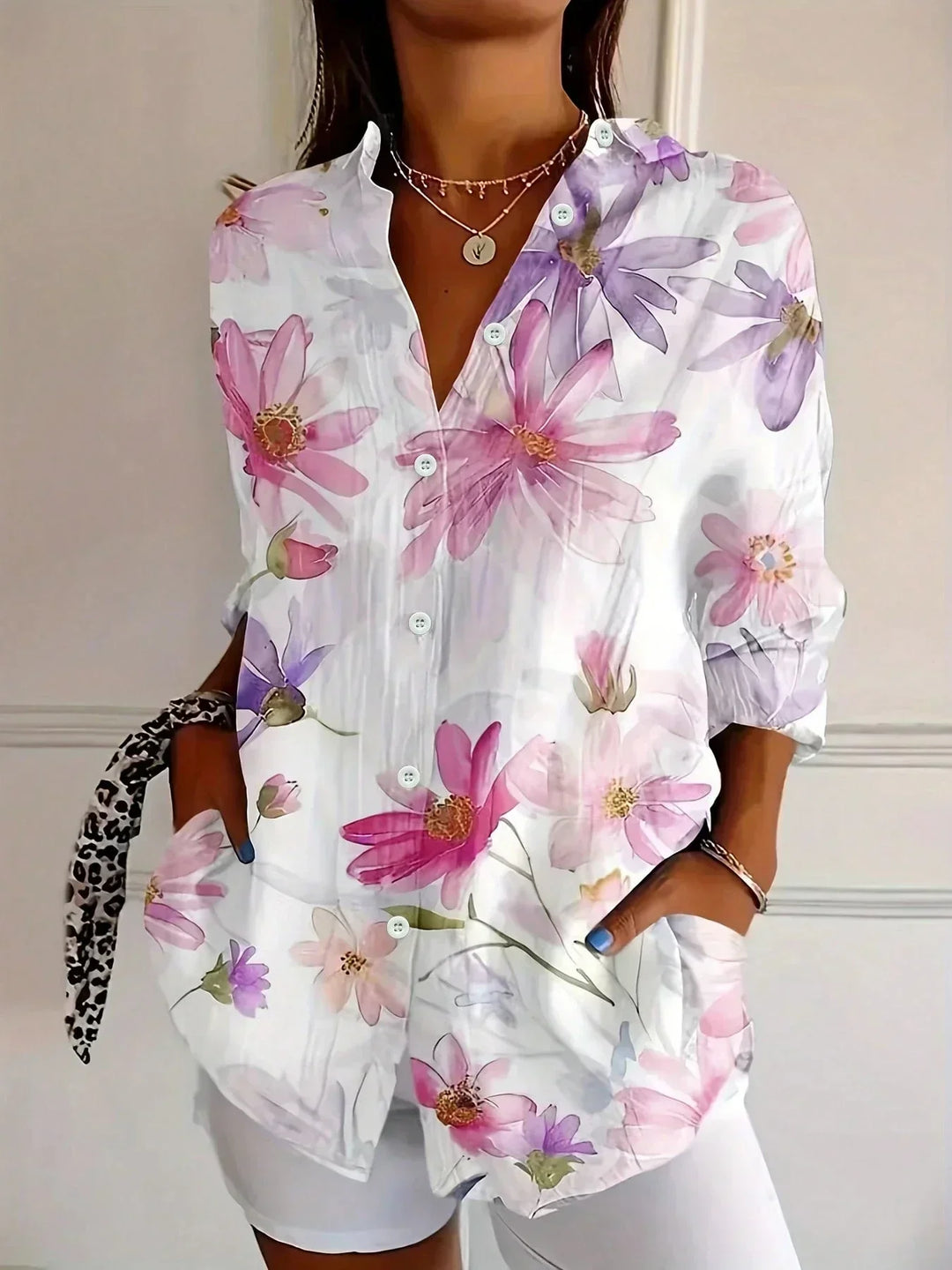 Shelly - Elegant Long Sleeve With Colorful Pattern Shirt