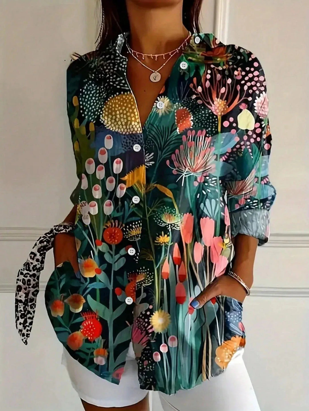 Shelly - Elegant Long Sleeve With Colorful Pattern Shirt