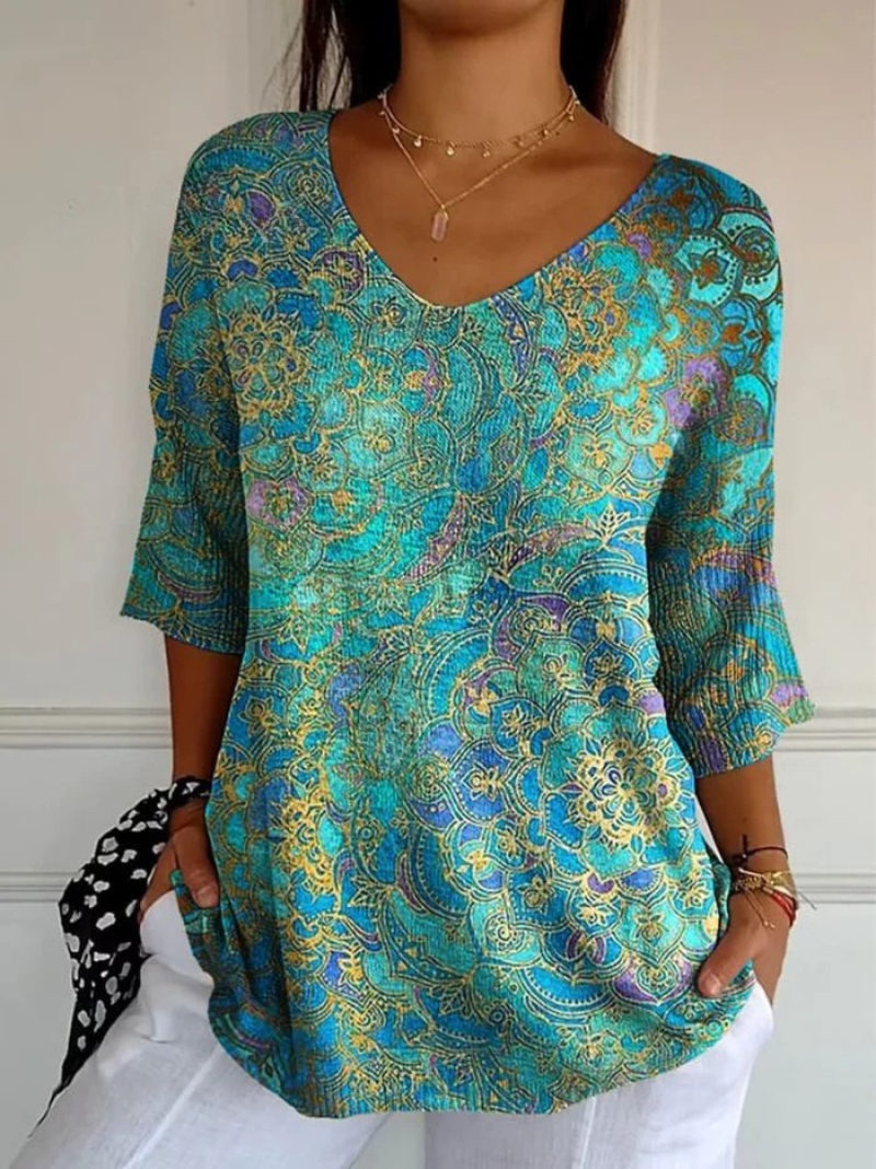 Jolie - Women's Retro Art Print Casual Pullover Knit