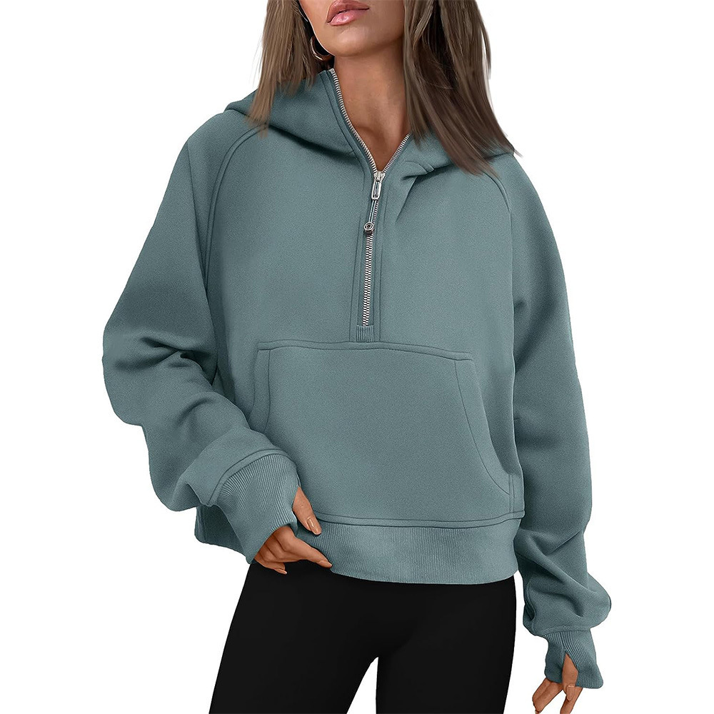 Zip Henley Acid Wash Fleece Hoodie